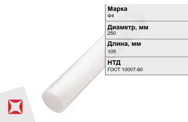 Фторопласт стержневой Ф4 250x105 мм ГОСТ 10007-80 в Астане