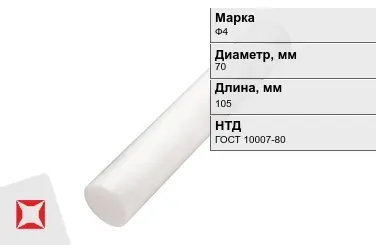 Фторопласт стержневой Ф4 70x105 мм ГОСТ 10007-80 в Астане