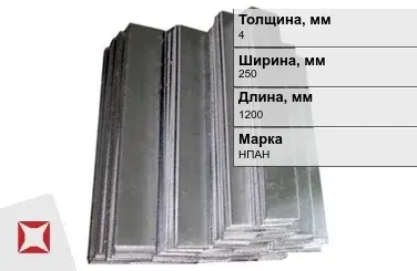 Никелевый анод 4х250х1200 мм НПАН ГОСТ 2132-2015 в Астане