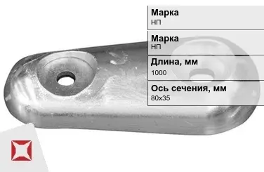 Никелевый анод для электролиза 1000х80x35 мм НП  в Астане