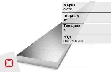 Полоса оцинкованная 09Г2С 30х7 мм ГОСТ 103-2006 в Астане