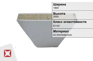 Противопожарная перегородка EI120 1800х2000 мм Кнауф ГОСТ 30247.0-94 в Астане