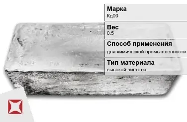 Слиток кадмия Кд00 0.5 кг для химической промышленности ГОСТ 22860-93 в Астане